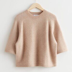 & Other Stories Boxy Alpaca Knit T Shirt Sweater in Beige